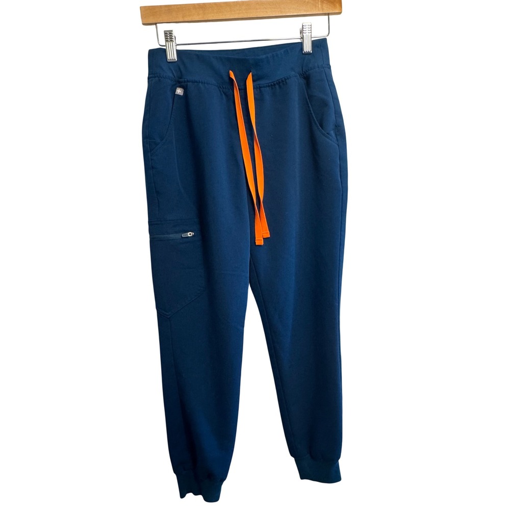 Figs Zamora Jogger Scrub Pants Womens XS Teal Blue Orange Drawstring W18SW2005NP